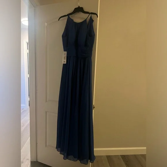 azazie royal blue bridesmaid dresses Azazie Sheath Strapless Floor-Length Chiffon Bridesmaid Dresses